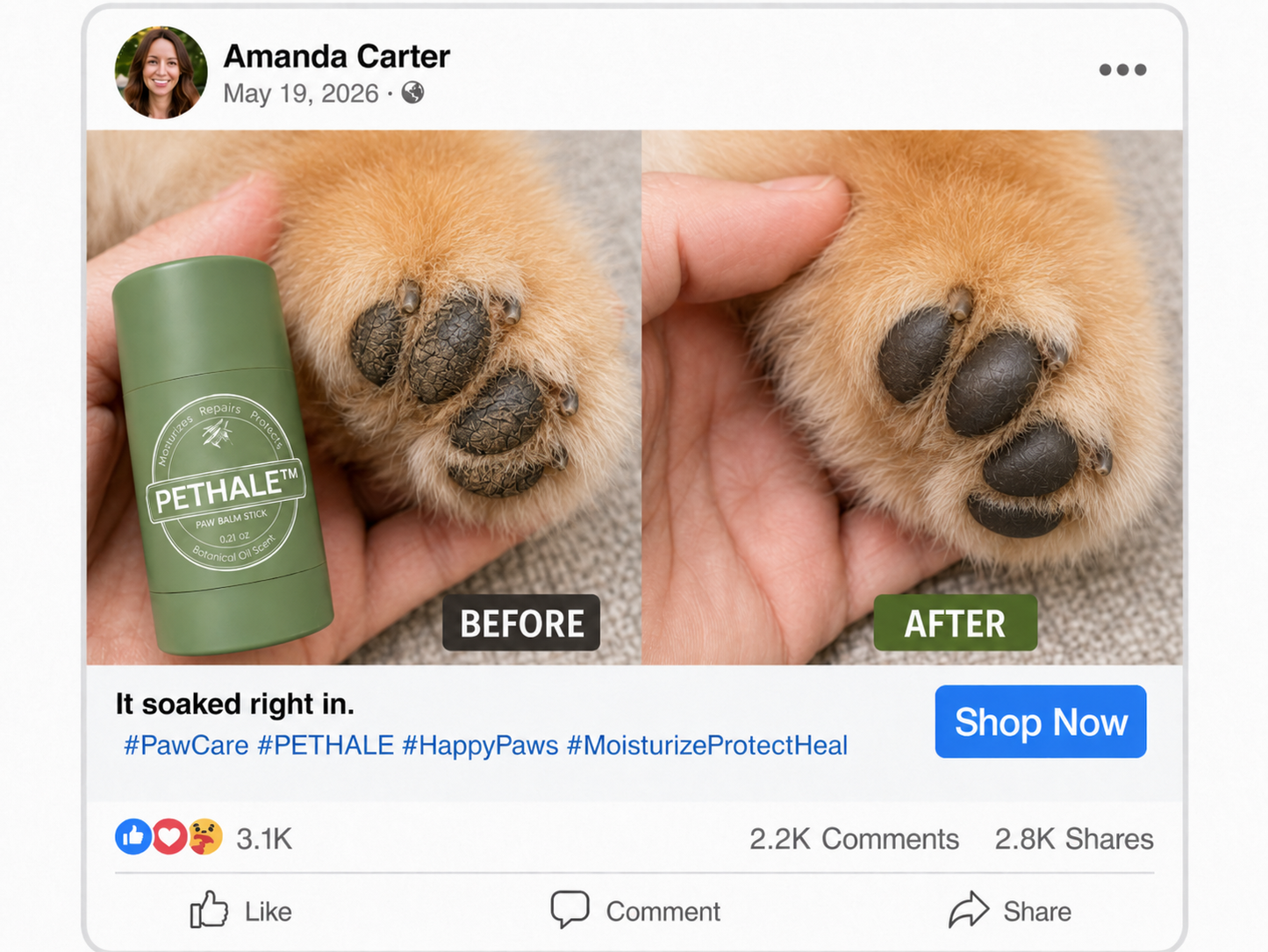 Pethale™ No-Mess Paw Balm Stick – Moisturizes & Protects Dry Paws
